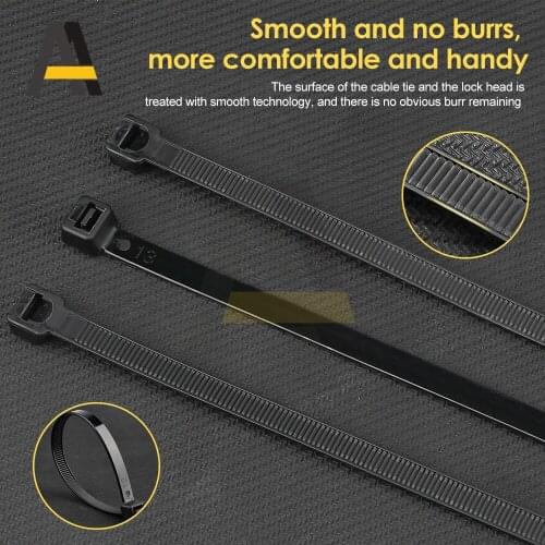 Self-locking Plastic Nylon Tie 100PCS/bag Black White Zip Strap Nylon Cable Tie set 7.2*200mm Fastening Ring Loop Wire Wrap