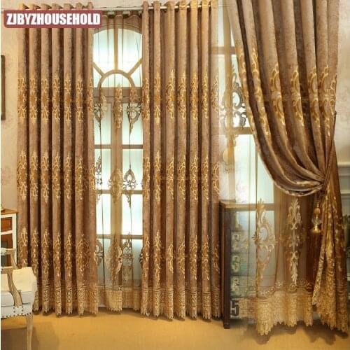 The New Pop Chenille Embroidery Elegant Curtains for Living Room Dining Room The Bedroom Curtain Sheer Yarn High Grade