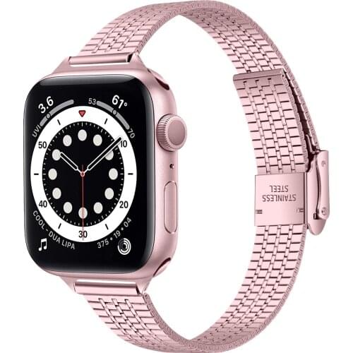 Slim Watchbands For Apple Watch 6 Band 44mm SE Strap 40mm Stainless Steel Bracelet For Applewatch 3 42mm 38mm iWatch 5 4 Bands