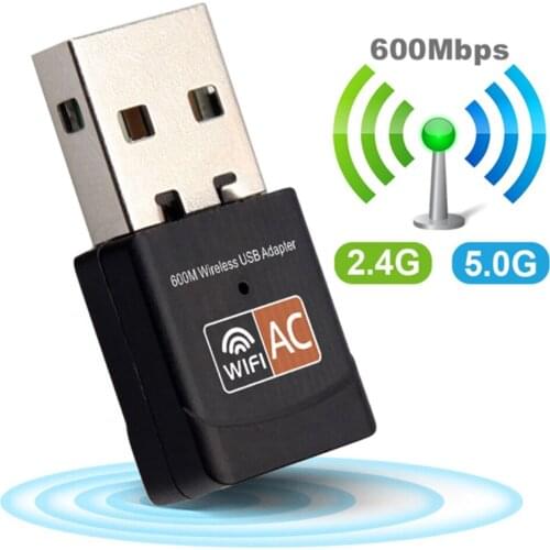 USB WiFi Adapter Ethernet Wi Fi Adapter USB 5ghz Network 600 Mbps Dual Band AC Wireless Wi-Fi Dongle Antenna Wifi Receiver