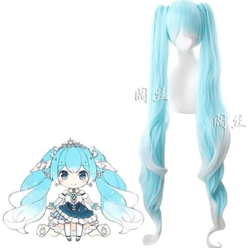 Virtual Singer VOCALOID 2019 Princess Snow Miku Cosplay Miku Wig High Quality Synthetic Hair Props Anime Halloween Party