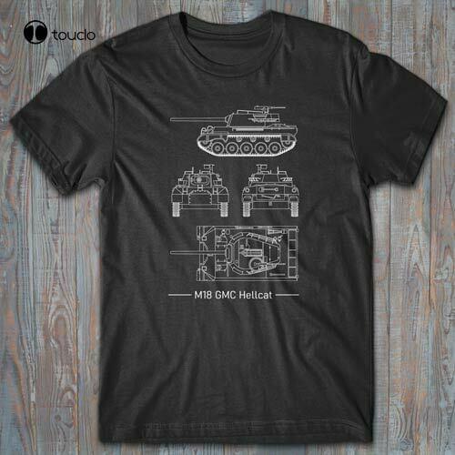Military T-Shirt - M18 Hellcat Battle Tank Wwii Technical Blueprint - Tee Shirt Tee Shirt