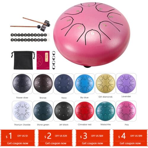 6 Inch Mini Drum 8 Tone Steel Tongue Drum Instrument Ethereal Drum C-tuned Drum Percussion Tambourine Adult Children Beginners