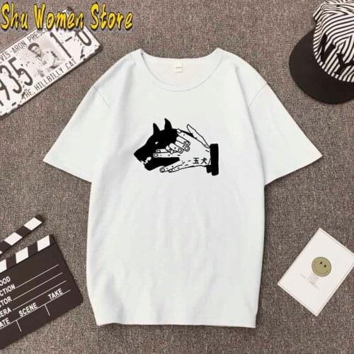 Summer 2021 New Funny Dog Shadow Hand Print T Shirt Spoof Personality Vogue Harajuku Tshirt Casual Loose Women Tops Clothing