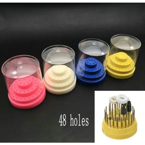 1pc Dental Lab Instrument 48 Holes Plastic Round Bur Holder Block Case Box 4 Color