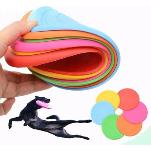 1pcs Funny Silicone Flying Saucer Dog Cat Toy Dog Game Flying Discs Resistant Chew Puppy Training Interactive Pet Supplies