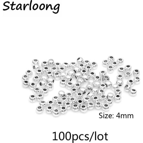 100pcs/lot vintage antique silver plated zinc alloy round ball spacer beads DIY jewelry making for bracelet necklace