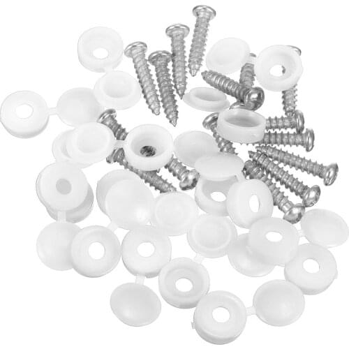 16pcs Car White Hinged Cover Cap Number Plate Fitting Fixing Self Tapping Screw For License Plate