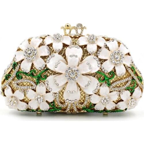17x10.5CM Oil Drop Flower Rhinestone Bag Corrugated Metal Crystal Evening Bag Diamond Bag Clutch Bag a6890