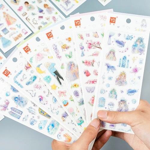 1X Cute Prince Princess Constellation Floral Crystal DIY Stickers Decorative Diary Album Stick Label Student Supply