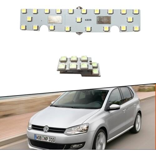 2x for VW Volkswagen POLO 6R 6C MK5 2010~2017 Interior Lights Dome Map Room Roof LED Lamps Reading Light Trunk 6500k Panel Lamp