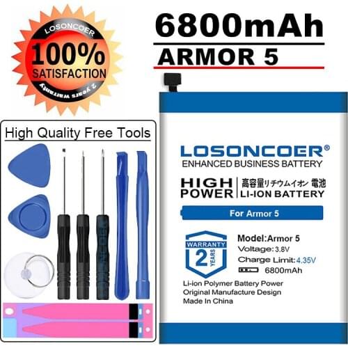 LOSONCOER Battery 6800mAh for Ulefone Armor 5 5S Mobile Phone Battery+Free Tools