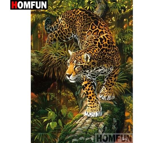 HOMFUN Full Square/Round Drill 5D DIY Diamond Painting "Forest leopard" Embroidery Cross Stitch 5D Home Decor Gift A07702