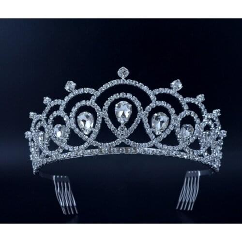 Australian Rhinestone Crystal Tiara For Women Bridal Wedding Hair Accessories Fashion Jewelry Hairwear Beauty Pageant Crowns