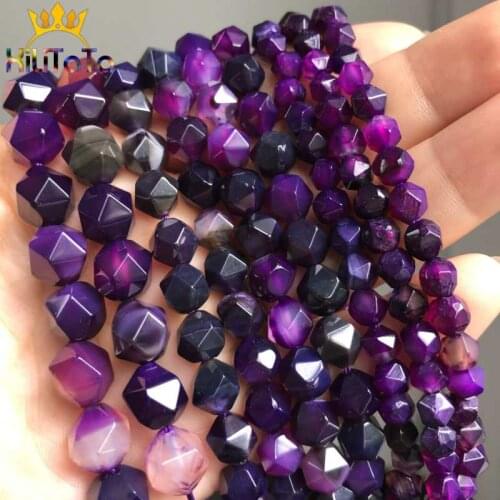 Natural Faceted Purple Agates Beads Loose Stone Beads For DIY Making Bracelet Necklace Jewelry 15'' Strands Pick Size 6/8/10mm
