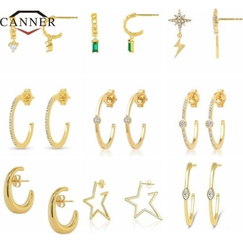 CANNER Fashion Niche Design Geometric C-shaped Hook Earring Female Stud Earrings for Women Piercing Earring Girl Jewelry Gifts