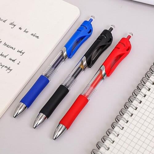 3Pcs Retractable Gel Pen 0.5mm Black Blue Red Gel Ink Refill Gelpen School Office Supplies Stationary Pens