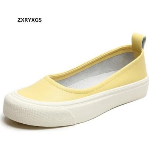 Hot Promotion Genuine Leather Womens Vulcanized Shoes Platform Heighten Shoes 2021 New Spring Casual Shoes Shallow Women Flats