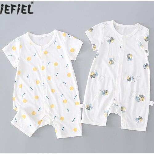 Newborn Baby Boy Girls Short Sleeve Romper One-Piece Jumpsuit Infant Kids Outfits Cartoon Printed Clothes Cute Lovely Clothing