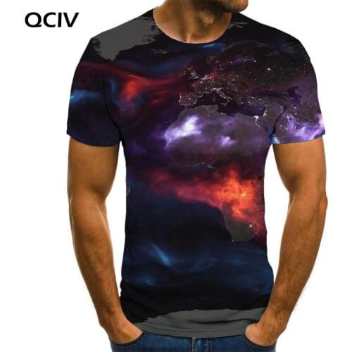 QCIV Colorful T shirt Men World Map T-shirts 3d Painting Anime Clothes Abstract Shirt Print Mens Clothing summer Cool Streetwear