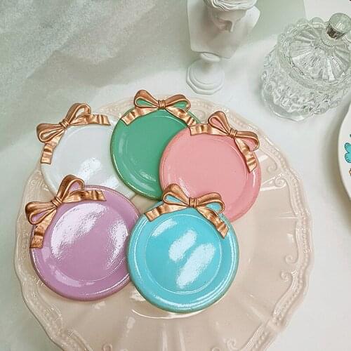 Round Japan Resin White Yellow Jewelry Plate Decorative Trinket Ring Dish Love Candy Fruit Tray Wedding Decoration Crafts Gifts