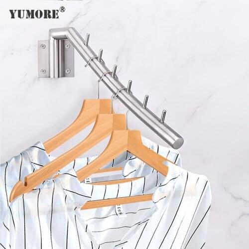 YUMORE 10pcs/lot Robe Hooks Stainless Steel Coat Hook Wall Mounted Rotate 180 Degree Towel Hook Bathroom Accessories Hanger Rack