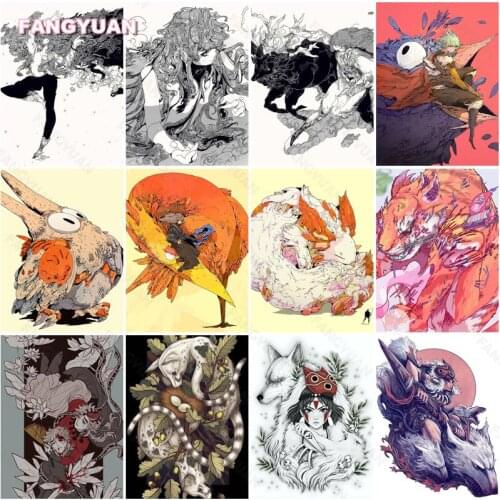 Diamond Painting Kit Hand Drawn Illustration In Comic Style Diamond Mosaic Full Round Square Diamond Embroidery Needlework Sale