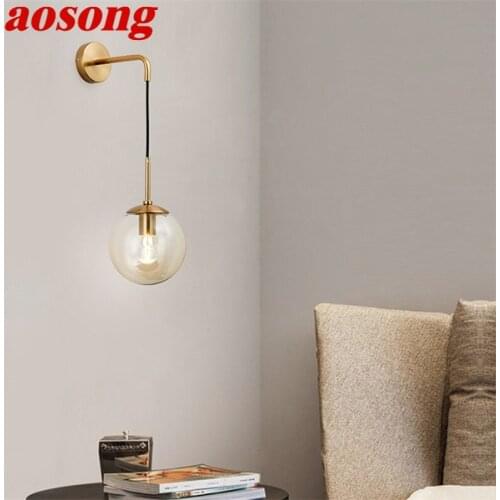AOSONG Nordic Wall Lamp Sconces Contemporary Light Round Fixtures for Home Indoor Living Room Decoration