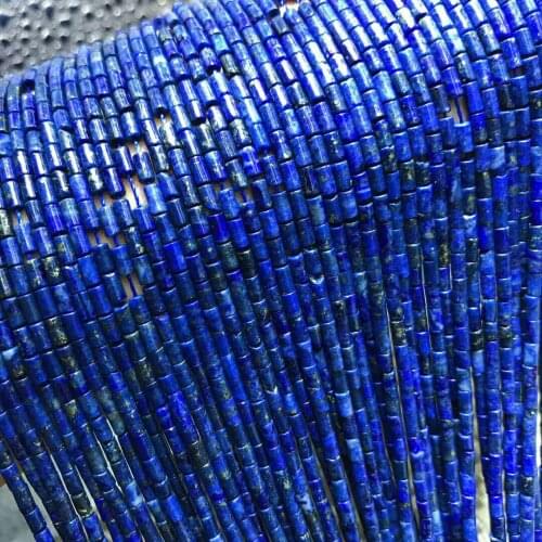 Natural Stone Lapis Lazuli Tube Beads 2*4mm Semi-finished Small Beaded womend Jewelry Making Necklace DIY Bracelet Parts 39cm