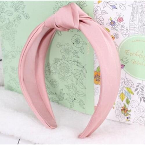 Solid Fabric Wide Headband Women Top Knot Silk Satin Hair Headband Adult Hair Accessories Face Wash Head Band Side Bow Hairband