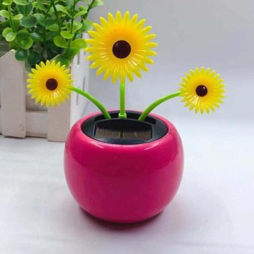 Lovely Solar Power Swing Dancing Flower Pot Toy Swing Car Dashboard Ornament Home Office Decoration