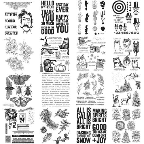 Christmas Santa Tress Winter Scene Insects Holly Jolly Phrases Clear Stamp for Embossing Scrapbooking Craft Card Making New 30