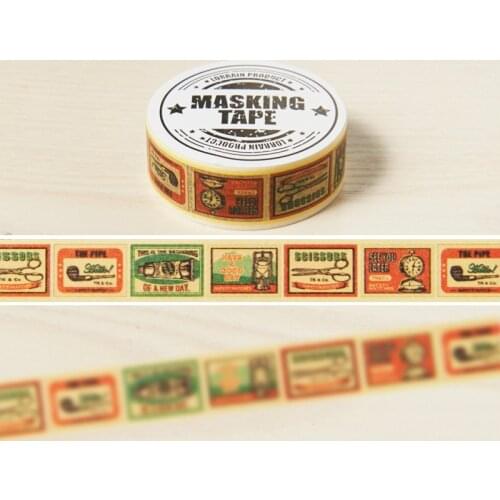 Self-restraint paper tape diy vintage small items 15mmx10m Japan paper masking tape
