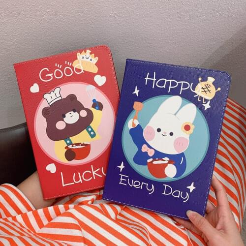 Lucky Every Day Cartoon Cute Bear Soft Tablet Protective Case For iPad Air 1 2 3 Mini 4 5 Pro 2017 2018 2019 2020 Cover