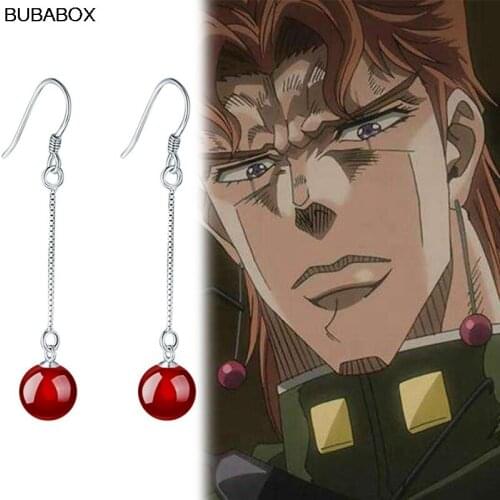 1 Pair JoJos Bizarre Adventure Kakyoin Noriaki Cosplay Earring Props Ear Stud