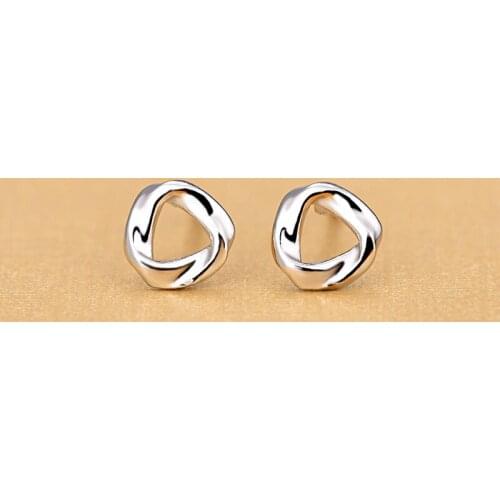 Geometric Fashion 925 Sterling Silver Hollow Twisted Stud Earrings Brincos For Girls Friend Gifts Jewelry