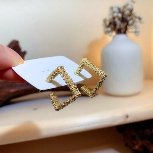 Drop Earrings for Women Fashionable Geometric Square Shape Simple Metal Luxury Earrings Jewelry Accessories Wholesale