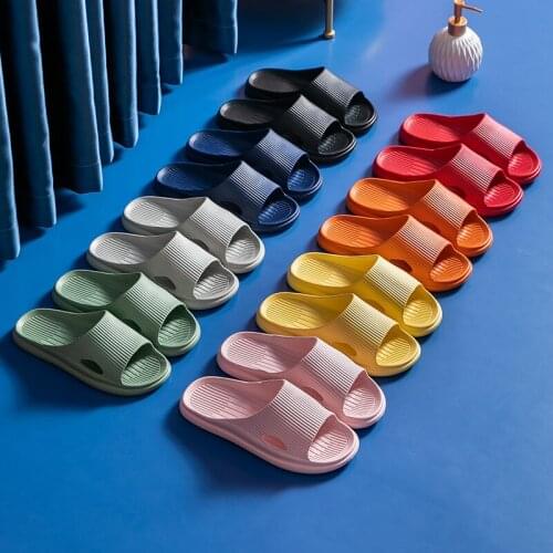 Similarfree 2021 New Summer Casual Women Shoes Breathable PU Thick Sole Home Female Slippers Solid Men Sandals Non-Slip Slippers