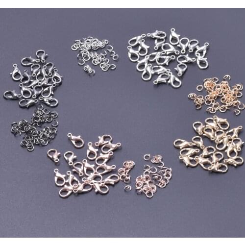 25 set Lobster Clasp Loop Jump Rings Accessories For Jewelry Making Necklace Bracelets Chain DIY Connectors Supplies Handmade