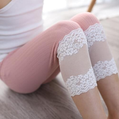 Girls Cropped Trousers 2021 Summer New Baby Lace Korean Cotton Leggings Calf Length Childrens Pants HCFZ13