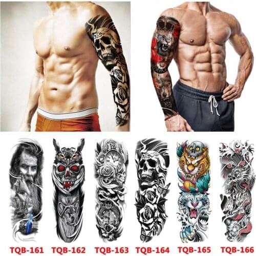 Waterproof Dwaterproof Temporary Tattoo Sticker Geometric Totem Full Arm Large Size Sleeve Tatoo Fake Tatto Flash Tattoo For Men
