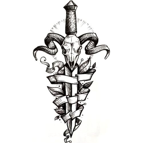 3pcs Sealed Demon dagger Waterproof Temporary Tattoos men Harajuku Tatoo Stickers Tattoo Body Art Henna Animal temporary tattoos