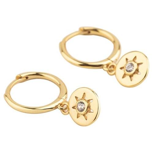 925 Sterling Silver Earring Fashion Zircon Heart Short Pendant Sun Round Drop Earring Cute Wild Small Trend Woman Girl Ear Jewel