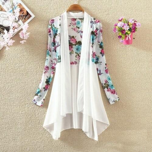 Casaco Transparente Long Sleeve Irregular Chiffon Coat New 2020 Summer Women Fashion Printed All Match Shawl Coat Thin Jackets