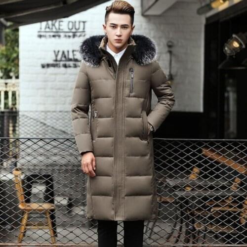 Winter Mens Long Coat Down Jacket Warm Windbreaker Parka Fur Collar Hoody Padded Overcoat Plus Size 6XL Male Oversize Parkas
