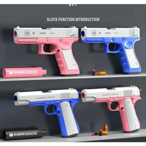 2pcs/set Outdoor Soft Bullets Toy Gun Manual Pistol Toy Glock M1911 Airsoft CS Game Ejection Handgun For Boys Birthday Gift