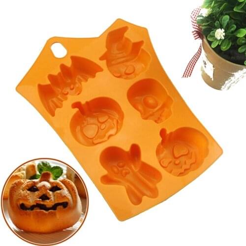 3PCS/Lot Halloween Holiday Pumpkin Cake Mold 6 Cavities Pumpkin Ghost Bat Shape Chocolate Molds DIY Cake Decorating Tools