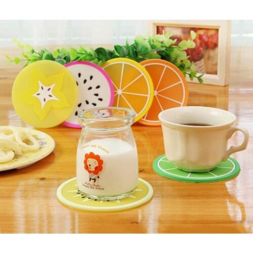 4pcs/Set Pratical Non-slip Cup Fruit Coaster Pad Coffee Tamper Insulation Mat Silicone Tea Drinks Holder Placemat Pads Home Tool