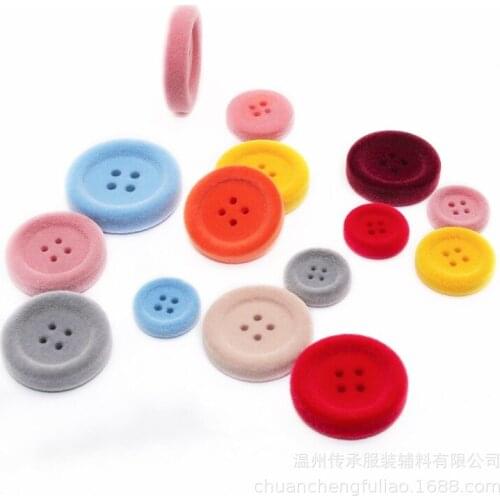 5pcs/bag Flocking Buttons Four-eye Round Velvet Buttons DIY Coat Windbreaker Decoration Childrens Clothing Buttons