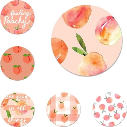 58mm Summer day Peaches Badge Brooch Pin Accessories For Clothes Backpack Decoration gift